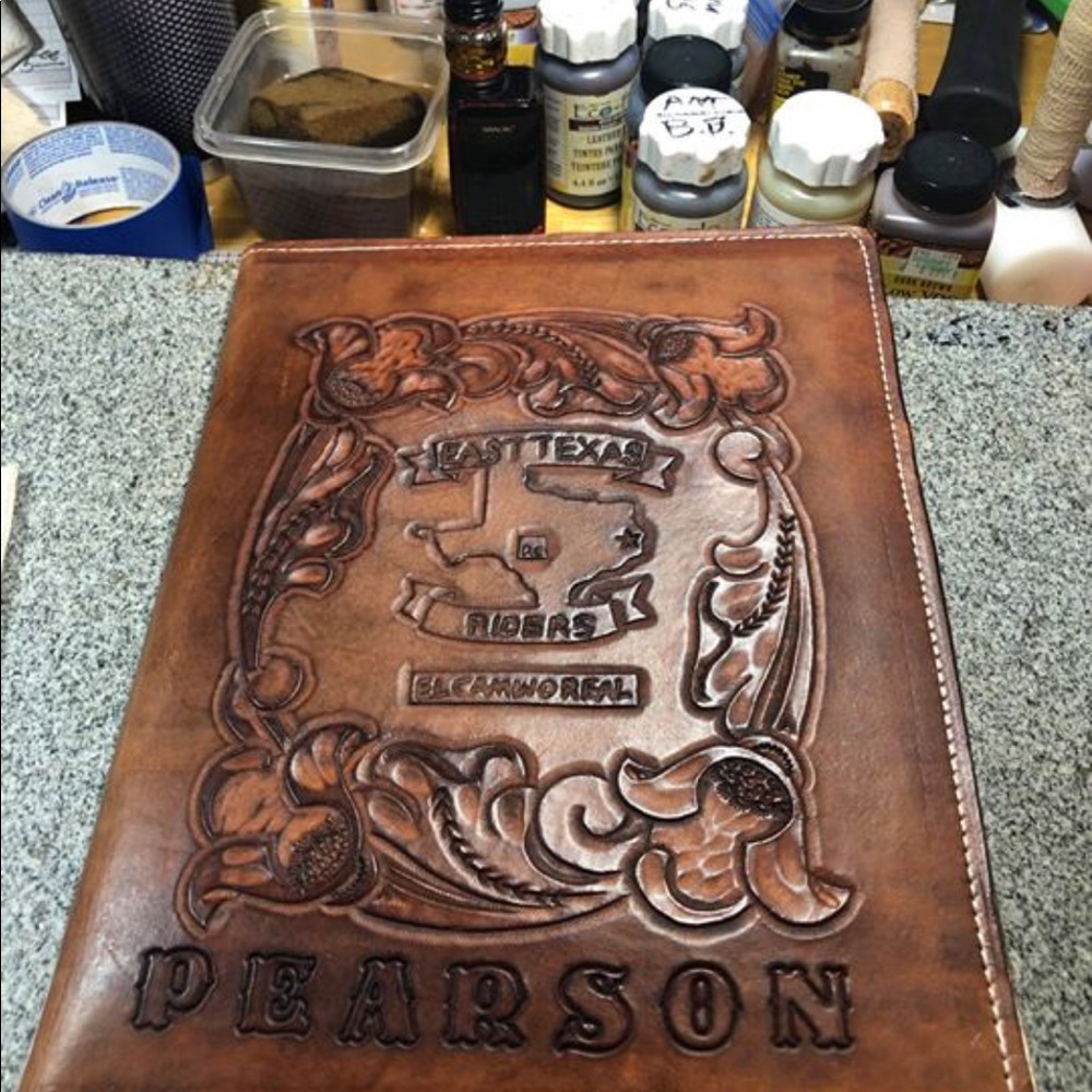 Mini and regular padfolio hand tooled